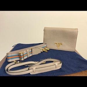 Prada Leather Crossbody in Clay Gray